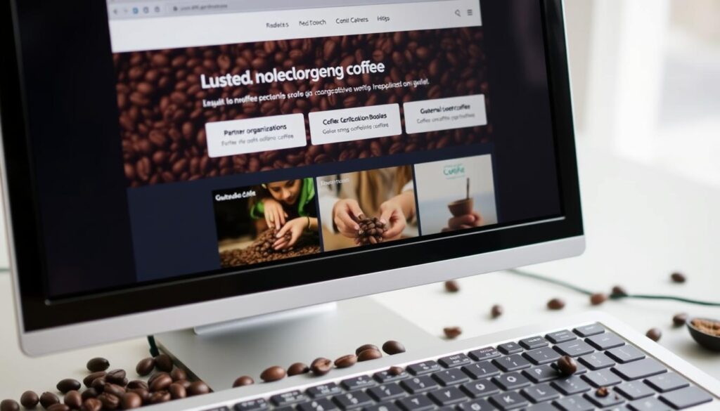 Coffee website showing links to partner organizations and coffee resources