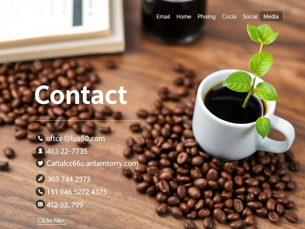 Contact information for My Nerdy Planet with coffee theme