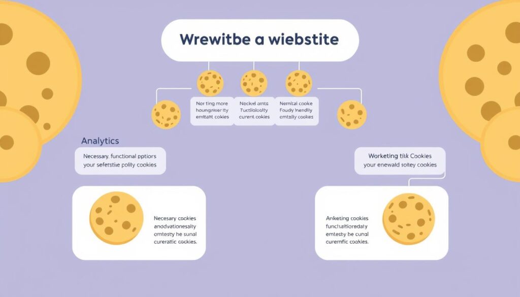 Illustration of different types of cookies used on websites