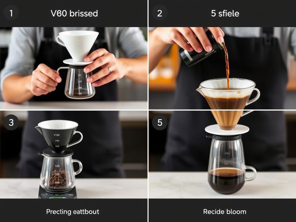Step-by-step pour-over brewing with Guatemalan coffee beans