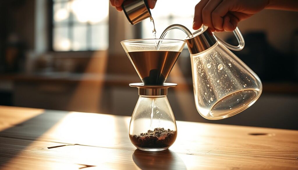 pour-over coffee brewing