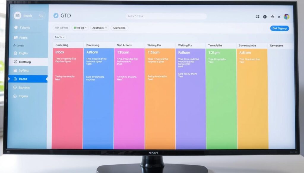 Digital task board showing GTD methodology implementation - smart tools for modern nerds organizing work